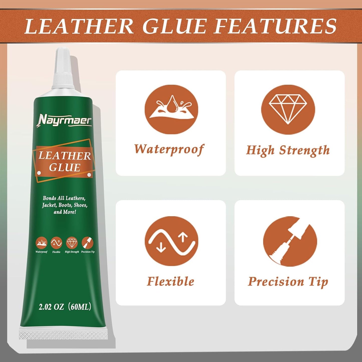 Skiennix Leather Glue - 60g Permanent Clear Adhesive for Bonding Leather to Various Materials