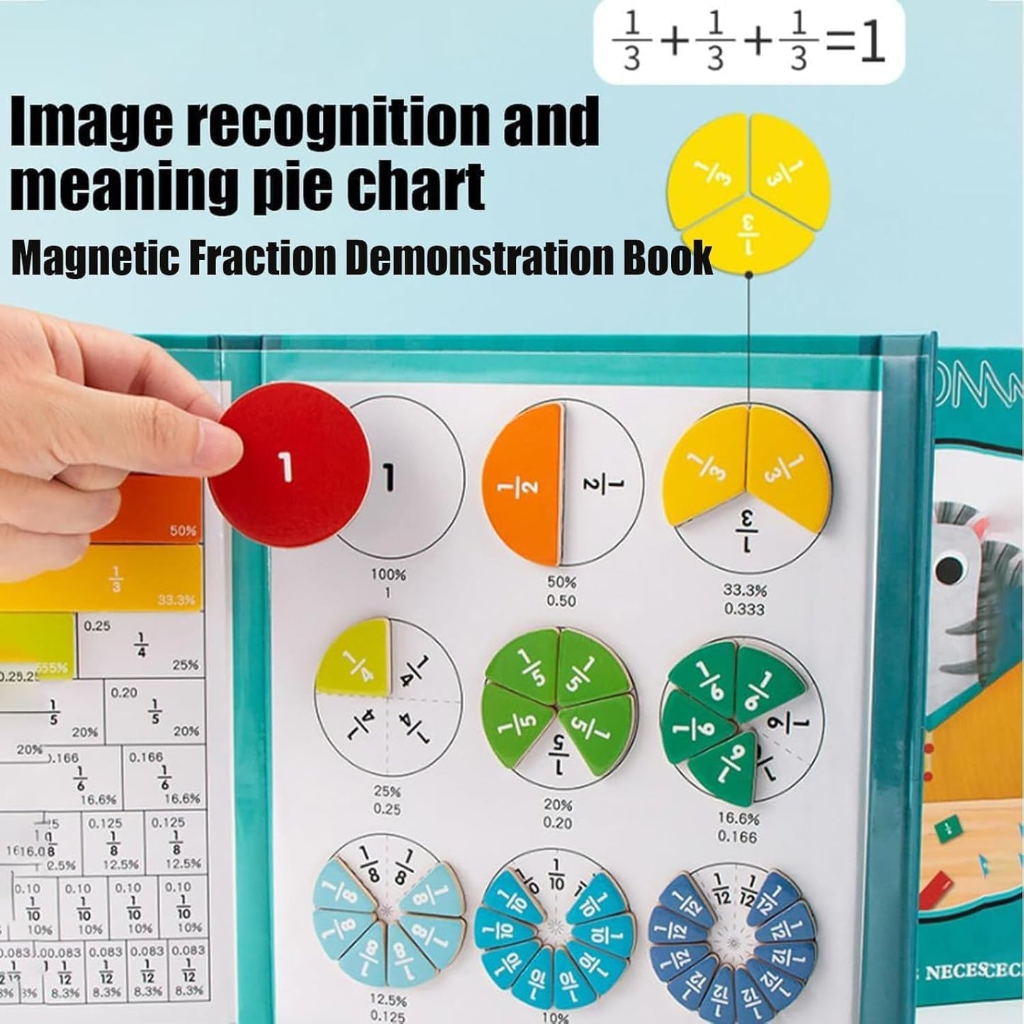 Skiennix Magnetic Fraction Demonstration Book - Engaging Educational Math Puzzle for Kids | Interactive Tiles Set