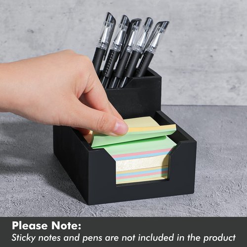 Kamehame Black Sticky Note Holder, Silicone Memo Holder with Pen or Card Slots, Sticky Note Dispenser, Fits 3x3 Inches Sticky Notes