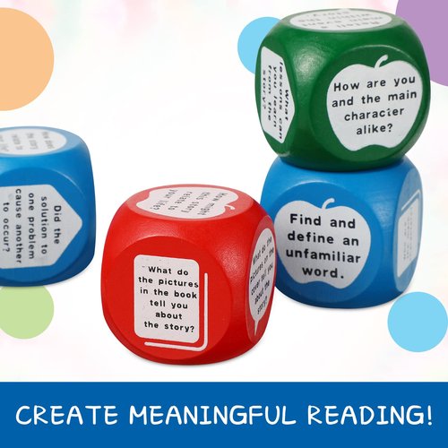 24pcs Reading Comprehension Cubes 3 Colored Language Reading Manipulatives Learning Cube Question Dice Tools for Elementary School Classroom Kids Teacher Teaching Supplies