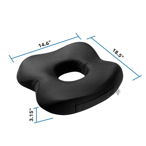 Mount-It! Office Seat Cushion, Premium Lumbar Support, Memory Foam, Gel Filling, Ergonomic Comfort Chair, Use in Car, at Desk, Home, Back, Hip Sciatica Cushions - Washable Cover in Black…