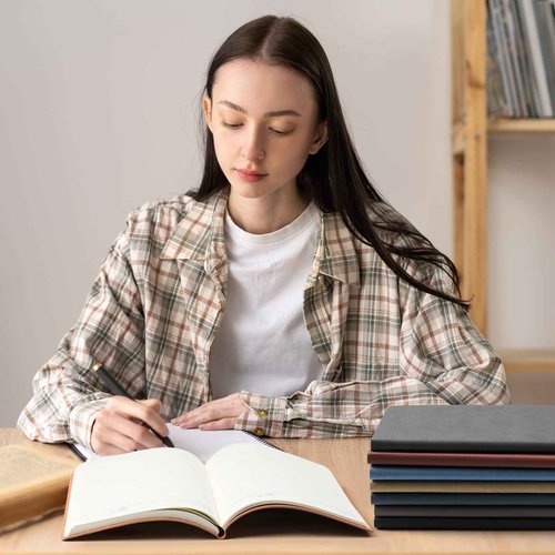 PerKoop 24 Pcs A5 PU Leather Journals Soft PU Leather Cover Ruled Writing Notebook Lined Journal Notebook for Office School Business Writing 128 Pages, 8.1'' x 5.6'' (Morandi Color)