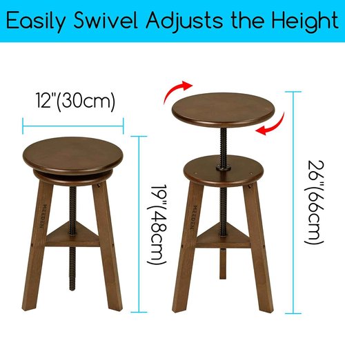 MEEDEN Walnut Drafting Stool with Solid Beech Wood, Height Adjustable Artist Studio Stool, Bar Stool, Office & Kitchen Stool, Perfect for Studio, Home Use, Bars