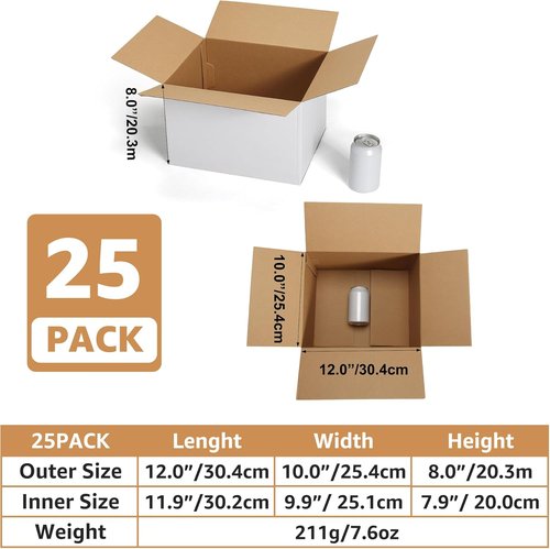EXYGLO Shipping Boxes - 15 Pack White Corrugated Cardboard for Small Business | 12x10x8 Inches