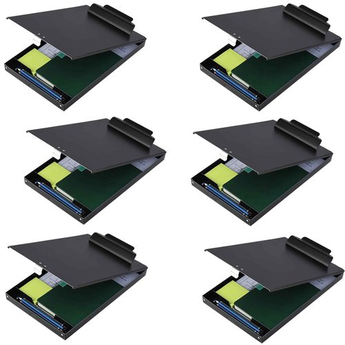 ZCZN Aluminum Clipboard with Storage, 6 Pack Recycled Metal Clipboard Box, Form Holder, Suitable for School, Office, Jobsite or Medical Staff, 9.25 x 13.78 Inches, Black