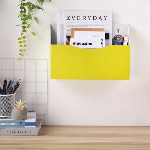 Fuyoooo 12 Pcs Single Pocket File Holder Wall Mount Magazine Holder Bulk Wall Hanging File Organizer with Screw Cardboard Classroom Mailbox Organizer School Office Mail Magazine Letter Paper Folder