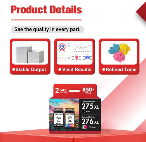 Canon 275XL & 276XL Ink Cartridges - High-Quality Replacement Combo Pack | 2 Black Cartridges for PIXMA TR4700 Series