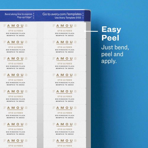 Avery Matte Clear Return Address Labels,Sure Feed Technology,Inkjet, 2/3" x 1-3/4",600 Labels,5 Packs (18695)
