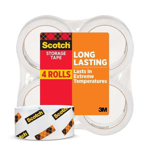 Scotch Long Lasting Shipping Tape - Durable Dispenser Included, 1.88 In. X 54.6 Yd., 4-Pack