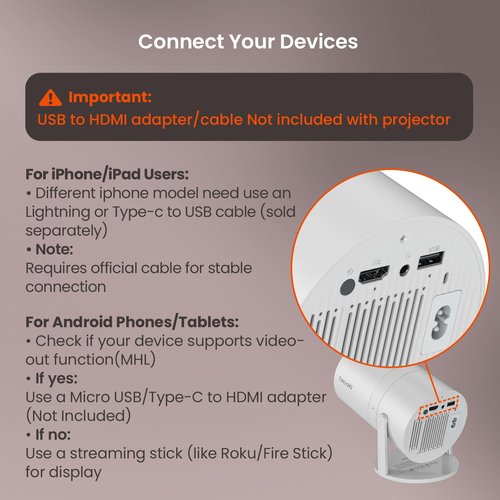 [Two-Way Bluetooth 5.2] Mini Portable Projector 1080P HD Multi-Angle Projection, Tecaki Smart Projector with 180°Rotatable Mount Auto Keystone Correction Long Lens Life (White2)