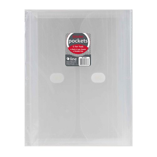C-Line Side Loading Poly Binder Pockets with 1" Gusset, Clear, 10 Packs of 5 Pockets, 50 Total (57537-10)