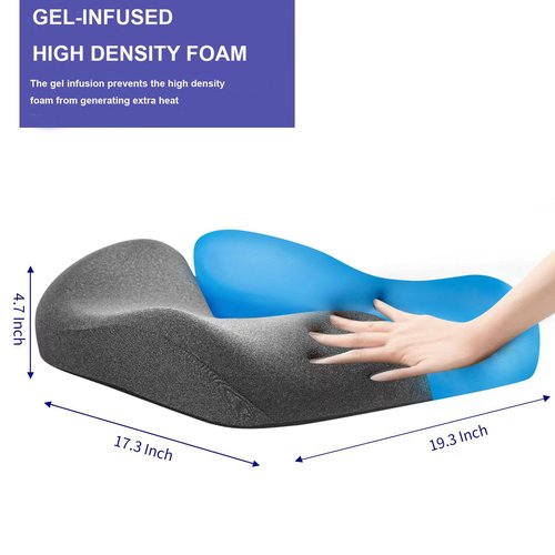 Pubemy SupremeComfort X-Large Gel Infused High Density Foam Seat Cushion for Office Chair, Kitchen Chair, Car Seats- Elevate Your Seating Experience -Pressure Sore and Tailbone Pain Relief