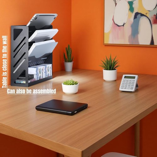 CanKing Metal File Organizer - 4-Tier Hanging Mail Holder for Desk or Wall Mount - 13 Inch, Black