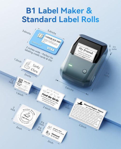NIIMBOT B1 Label Maker Machine with Tape, Thermal Label Printer Easy to Use for Office, Home, Business, 2 Inch Label Maker with 2'' x1.18'' Labels-230pcs/Roll