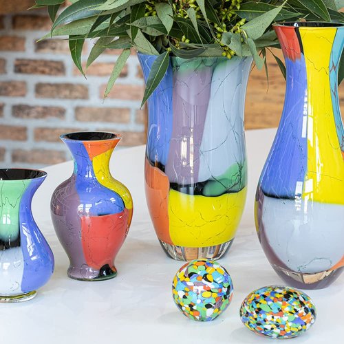 Ca D Oro Big Ball Glass Paperweight Multicolor Confetti Hand Blown Murano-Style Art Glass