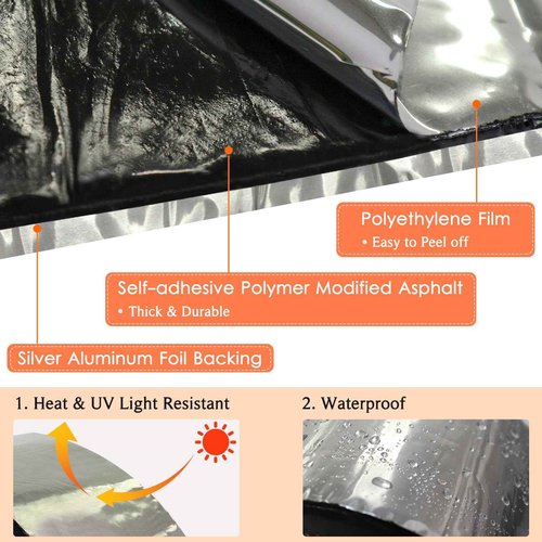 BXI Flashing Roll Tape Membrane, 6 inches X 32 Feet Thick Waterproof Patch Seal Tape, Self-Adhesive SBS Modified Rubberized Asphalt, Deck Seam Joist Leak Sealant for Roof Window Gutter Repair Outdoor
