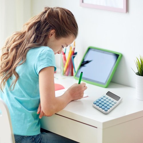UPIHO Standard Gradient Blue Calculator - 12 Digit Display and Big Buttons, Cute Office and School Accessory
