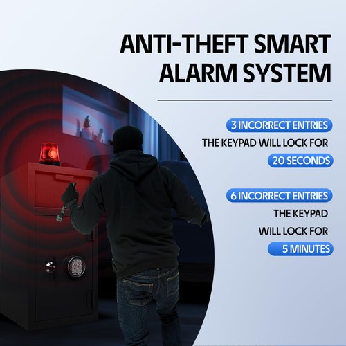 Cash Safe With Drop Slot 4.0 CUB Drop Safe for Business Money Depository Safes Box With Internal Keyed Locking Compartment Anti-Fishing Digital Combination for Home Hotel Restaurant Liquor Store