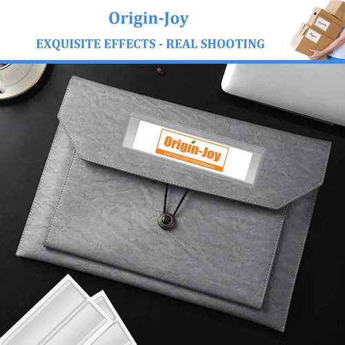 Origin-Joy 35 PCS Self Adhesive Index Card Pockets with Top Open, Clear Plastic Label Holder for Cards of Note, Library and Business, Adhesive Label Pockets & Card Holder (7.5 x 4 inch)