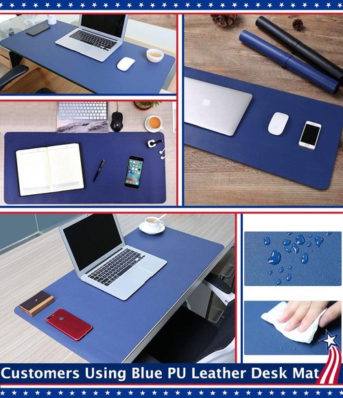 24 X 60 Inch XL Desk Mat Desktop Protector Non-Slip PU Leather Desk Pad Blotter Laptop Computer Gaming Keyboard Mouse Pad Writing Mat Desk Cover for Women Men Kids Girls Rctangular Waterproof Black