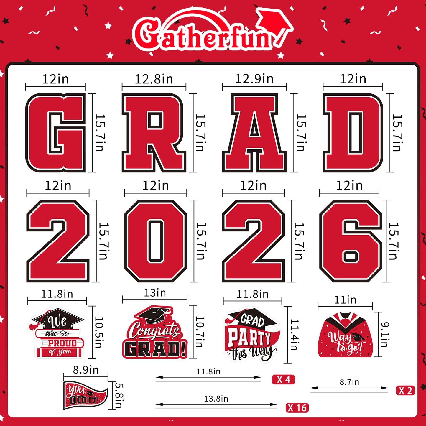 Red Themed Graduation Decorations 2026 - Graduation Yard Signs Class of 2026,Congratulate Graduation yard signs - Graduation Party Supplies for High School & Graduation Party Decorations
