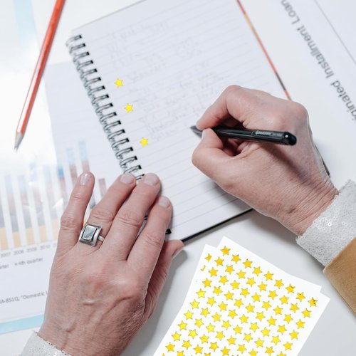 Gold Star Stickers by [Brand Name] - 0.3" Diameter, 1080 Pcs on 10 Sheets - Perfect for Reward Charts