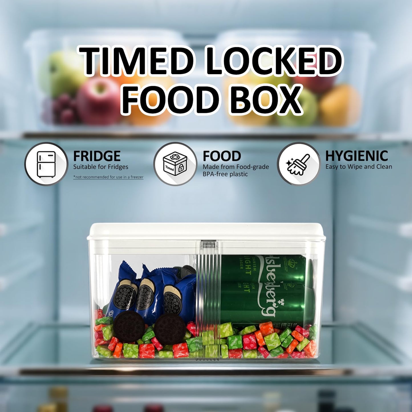 Timed Lock Box, Phone Lock Box with 'Built-in Calendar' Feature, XL Time-Locking Container 13’’x 8.5’’x 7.5’’, Timed Lock Safe for Cell Phones, Snacks and Other Tempting Items