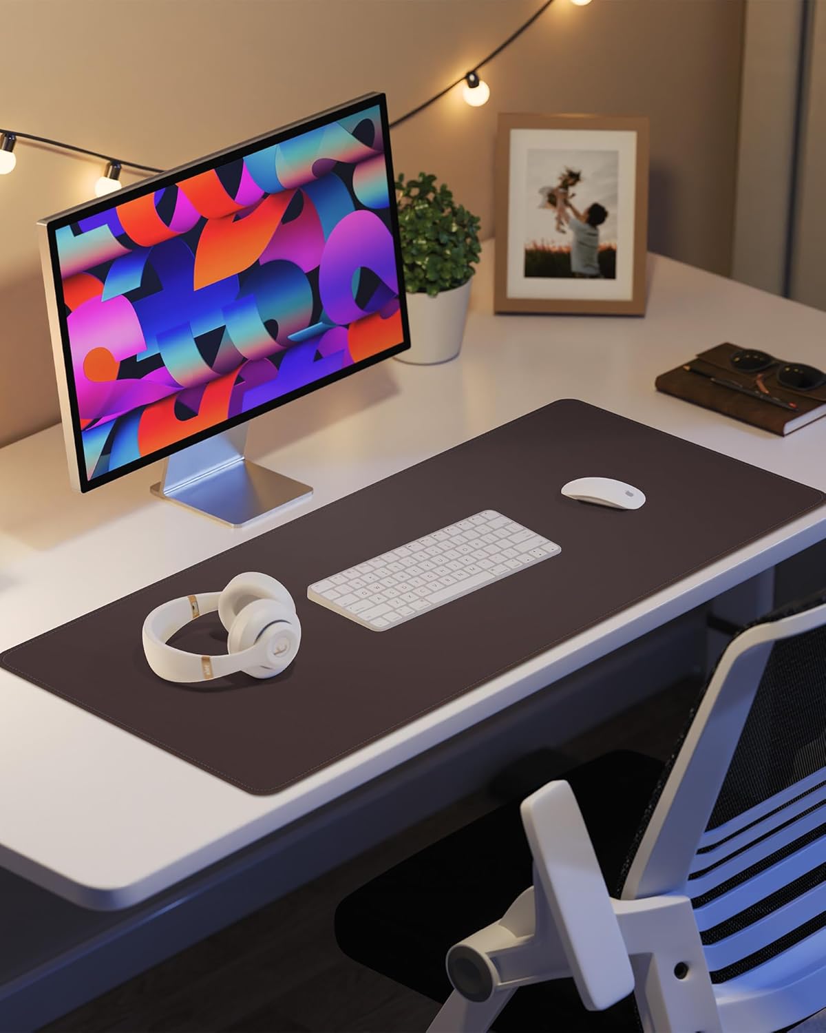 Skiennix Non-Slip Desk Pad - Waterproof PVC Leather Protector | Easy Clean Laptop Mat (Coffee, 24" x 13.7")