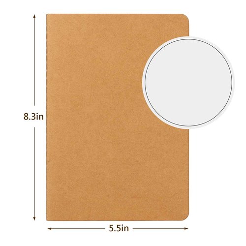 EUSOAR Blank Paper Notebook, 36pcs A5 5.5"x8.3" 60 Pages Soft Cover Kraft Subject Journal Diary Notebooks, Writing Note Pads Sketchbook Memo Composition, for School Office College