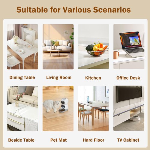 Royhom Clear Table Cover Protector 40 x 78 Inch, 1.5mm Thick Plastic Table Cover, Waterproof, Easy to Clean, Transparent PVC Desk Protector Mat for Dresser, TV Cabinet, Dining Room