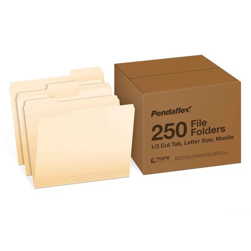 Pendaflex Expanding File Pockets, Letter Size, Redrope, 3.5" Expansion (1524E-OX) and Pendaflex File Folders, Letter Size, 1/3 Cut, Manila (752250)