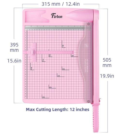 Firbon 12" Guillotine Paper Cutter, Heavy Duty 30-Sheet Capacity Trimmer for Cardstock, Photos, Scrapbooking, Office, Classroom, Studio (Pink)