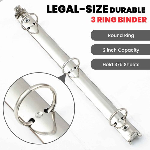 Henoyso 4 Pcs Legal Size Binder 3 Ring 2" Durable White Binders for 8.5" x 14" Paper Hold up to 375 Sheets for Documents Artwork Blueprints, Office, Home, Work Places