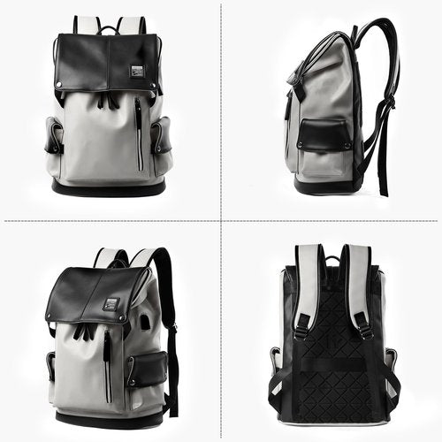 MATE ELAN Vintage Leather Travel Backpack For Men Fit 15.6 inch Laptop Waterproof Large School Casual Bookbag Work College Smooth Zipper Backpack Gift