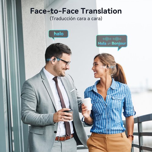 Fervidus AI Language Translation Earbuds, LCD Touch Screen OWS Real-Time Translator for 144 Languages, Headphones Translation Device Ideal for Travel Business Learning