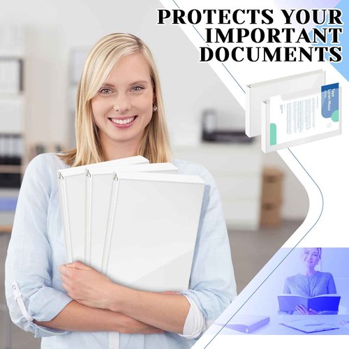 Humyoun 4 Pcs 11 x 17 Inch View Binders with Cover Pocket 2 Inch 3 Rings Heavy Duty View D Ring Binders Economy Holds 11" x 17" Paper for Artwork Blueprints, Office, Home, Work Places (White)
