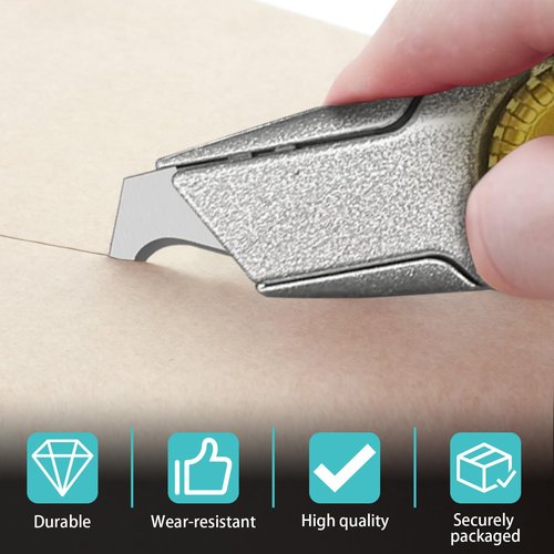 100-Pack Super Big Hook Trimming Blades for Roofing and Flooring, Carbon Steel, Double Sided with 2 Notches and 4 Holes