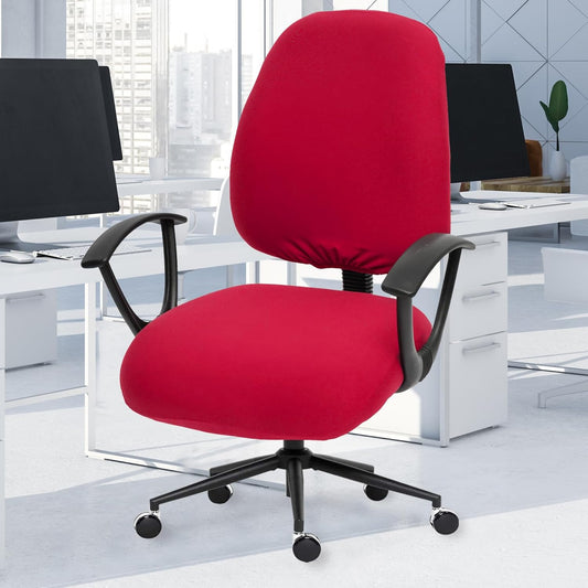 Stretchable Office Chair Seat Covers by [Brand Name] - Universal Slipcover for Computer Chairs | 180GSM Washable Red Protector for Pets