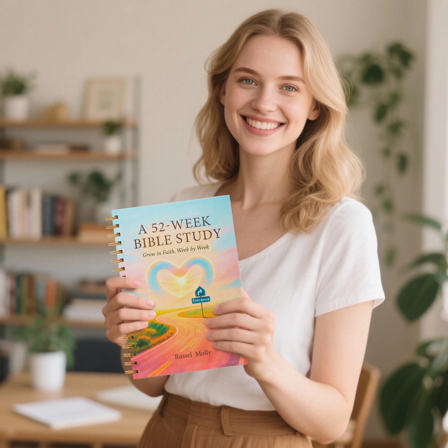Russel Molly: A Journey Through Scripture — A 52-Week Bible Study & Daily Reading Plan, Spiritual Companion & Journal for Women & Teens, Christian Gifts and Bible Study Supplies, Hardcover Spiral-Bound Book(6.9" x 9.8")