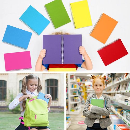 Pasimy Spiral Notebooks - 15 Pack College Ruled Journals in Pastel Colors | 8.3 x 5.5 Inch Size