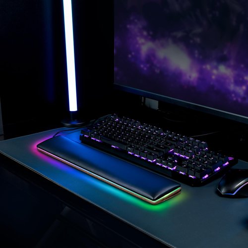 COLORCORAL Wrist Rest for Computer Keyboard Ergonomic RGB Walnut Wooden Wrist Pad with Memory Foam Gaming Wrist Support for Typing Pain Relief Comfort for Office, Gaming, Computer
