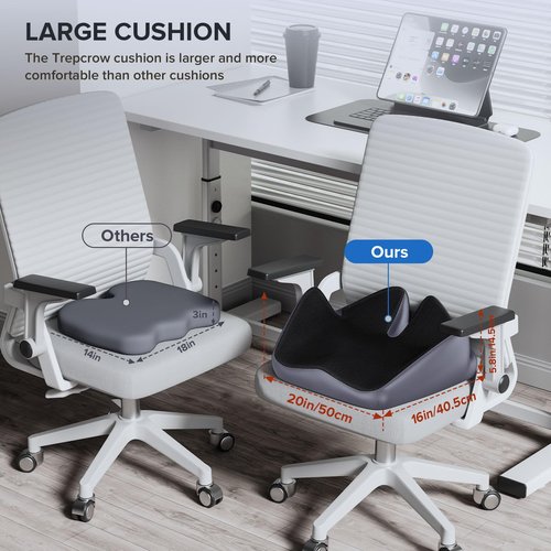 Seat Cushion for Relief Sciatica - Memory Foam Cushion for Office Chair, Hip & Coccyx Pain Relief for Long Sitting,2025 Upgraded Large Seat Cushion for Soft Support,Suitable for Game Chair/Wheelchair