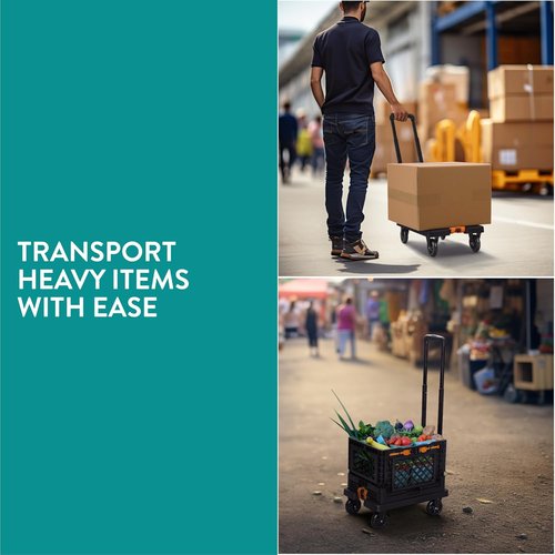 Navaris Folding Sack Truck | 50 kg Load Capacity - Rubber Wheels & Rain Cover - Portable Trolley