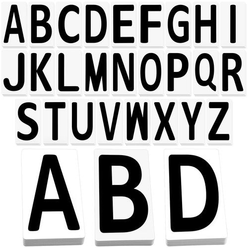 Resurhang 78 Pcs Replacement Letters for White Message Board Sidewalk Signs Outdoor Plastic Changeable Letters for Yard Signs with 4 Inch Tracks, 3 of Each A to Z Black on White Background