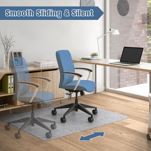 Corduroy Office Chair Mat for Hardwood Floor, 55"x35" Desk Chair Rug for Rolling Chair, Large Anti-Slip Backing Low-Pile Rug Floor Mat for Office/Home Light Grey