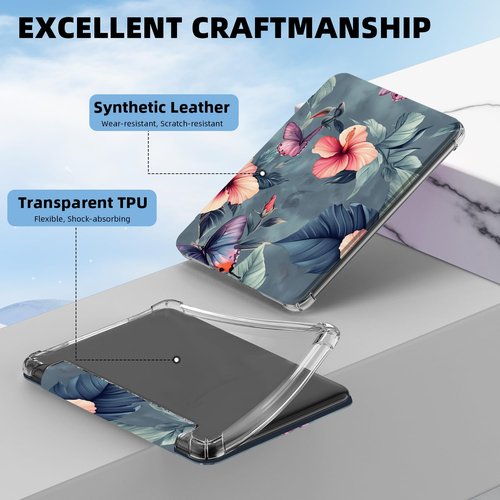 Famavala Slim Case for 7" Inch (12th Generation, 2024 Release), Ultra Clear Soft TPU Cover, Auto Wake/Sleep, not fit for Kobo Clara (Peach Blossom)