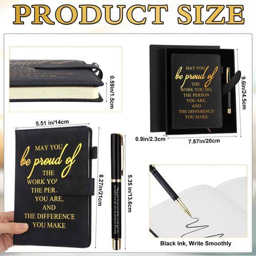 Spakon 12 Set Christmas Team Appreciation Gifts Bulk A5 Leather Journal Pen with Gift Box Thank You Gifts for Teacher Coworker Team Staff Office Supplies