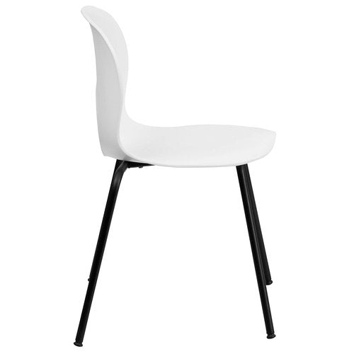 Flash Furniture HERCULES Series 770 lb. Capacity Designer White Plastic Stack Chair with Black Frame