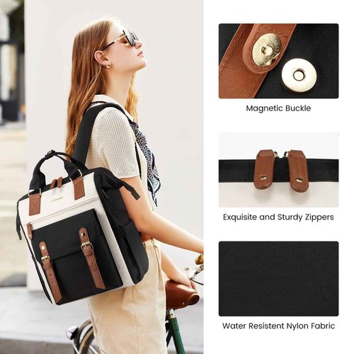 LOVEVOOK Laptop Backpack,Teacher Nurse Work Travel Backpacks Purse for Women, Computer Bag, 17 inch Black Brown