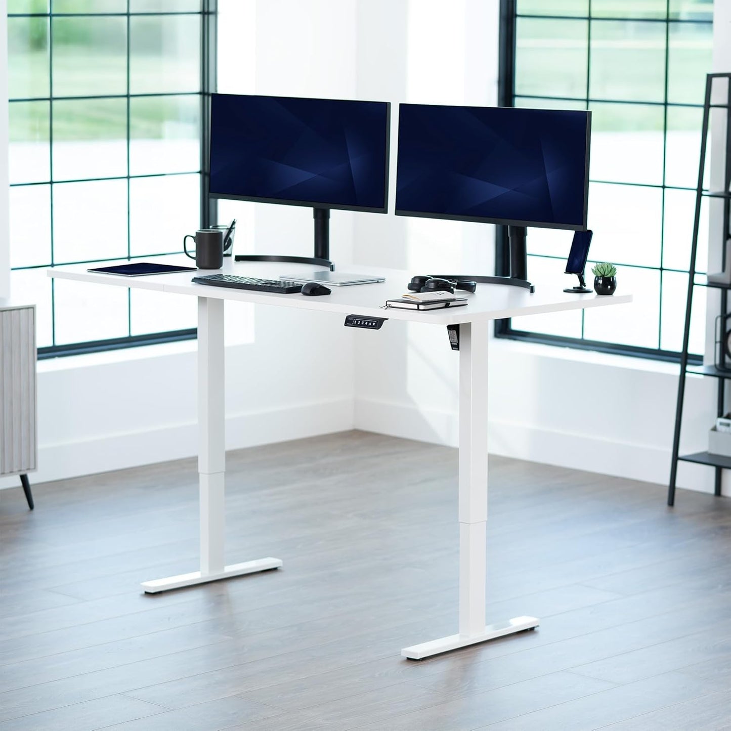 VIVO Electric Standing Desk - Memory Height Adjustment, 71 x 36 in, White Top & Frame | Supports 220 lbs